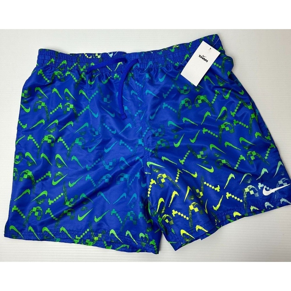 Nike Swim Trunks Mens XXL Blue Green Electric Algae Digi Swoosh Ombre Log 7"